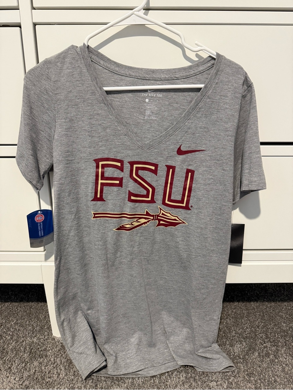 Nike Florida State Gray V-Neck Tee NWT